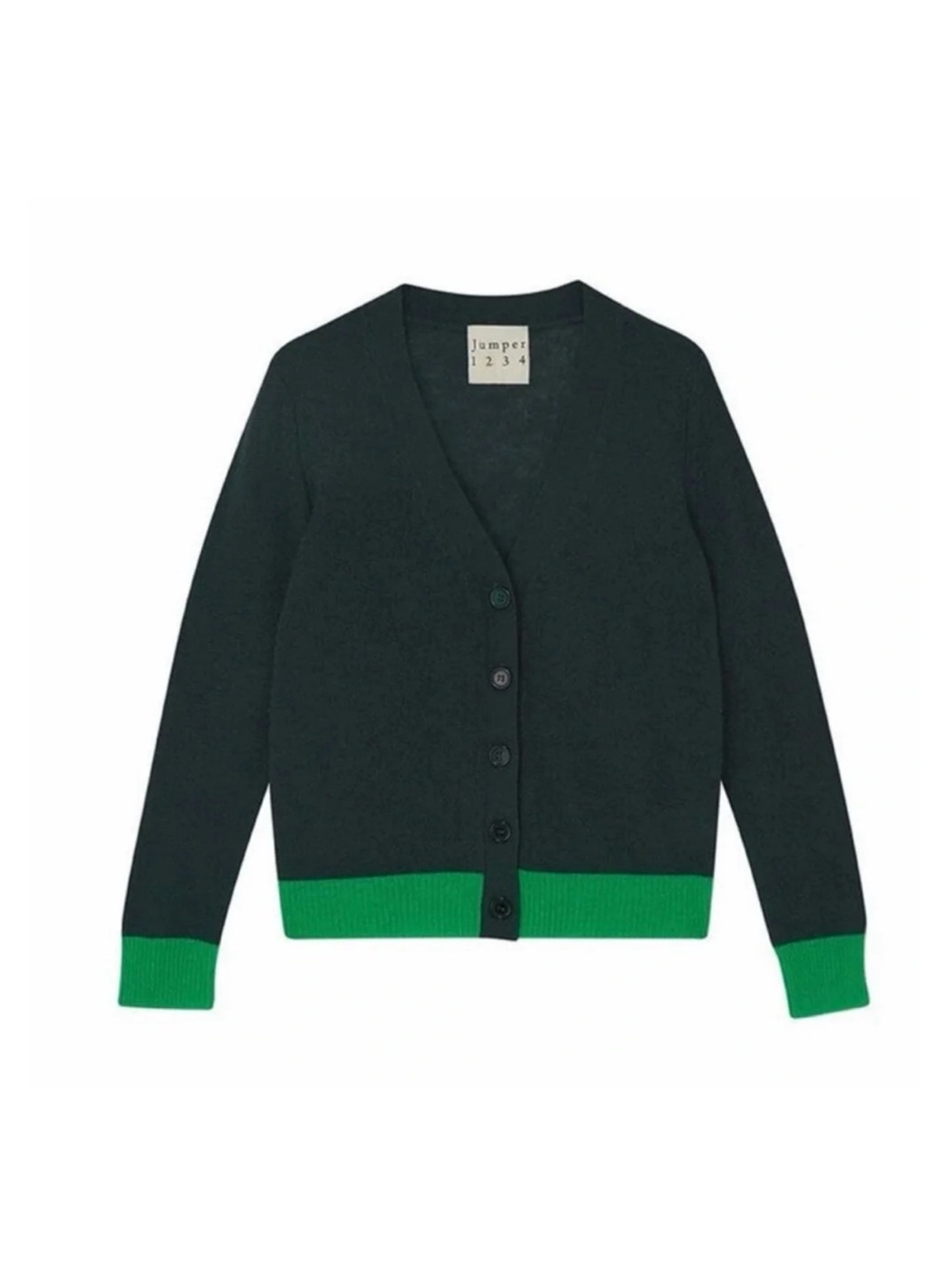Women’s Cashmere Cardigan with Green Trim